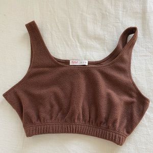 Matching Sweat Cropped Tank and Pants, Brown and Super Soft material! Worn once